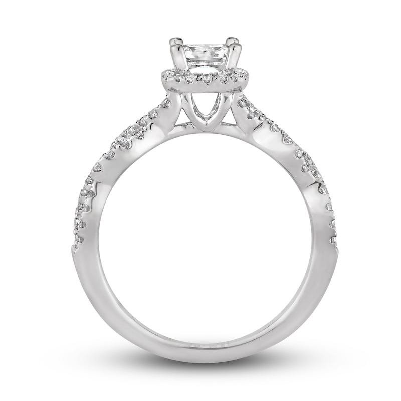 Diamond Engagement Ring 3/4 ct tw Round/Princess 14K White Gold