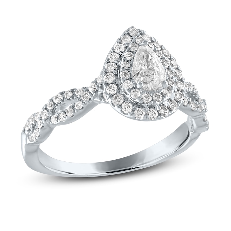 Main Image 1 of Diamond Engagement Ring 5/8 ct tw Pear-shaped/Round 14K White Gold