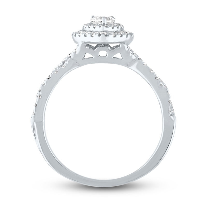 Main Image 3 of Diamond Engagement Ring 5/8 ct tw Pear-shaped/Round 14K White Gold