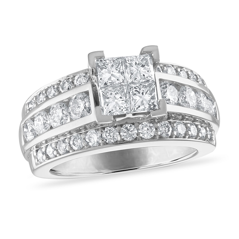 Main Image 1 of Diamond Engagement Ring 2-5/8 ct tw Princess/Round 14K White Gold