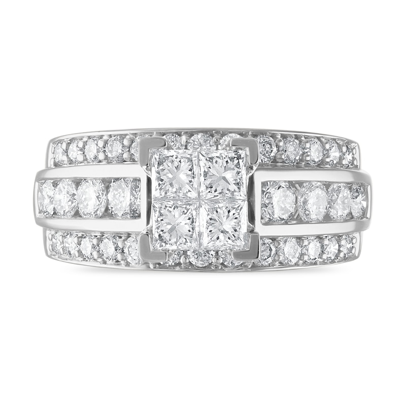 Main Image 3 of Diamond Engagement Ring 2-5/8 ct tw Princess/Round 14K White Gold