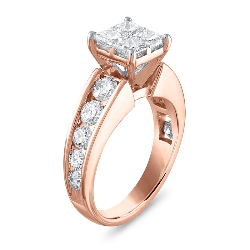 Main Image 3 of Diamond Engagement Ring 2-1/2 ct tw Princess/Round 14K Rose Gold