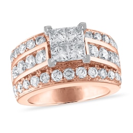 Diamond Engagement Ring 3-1/2 ct tw Princess/Round 14K Rose Gold