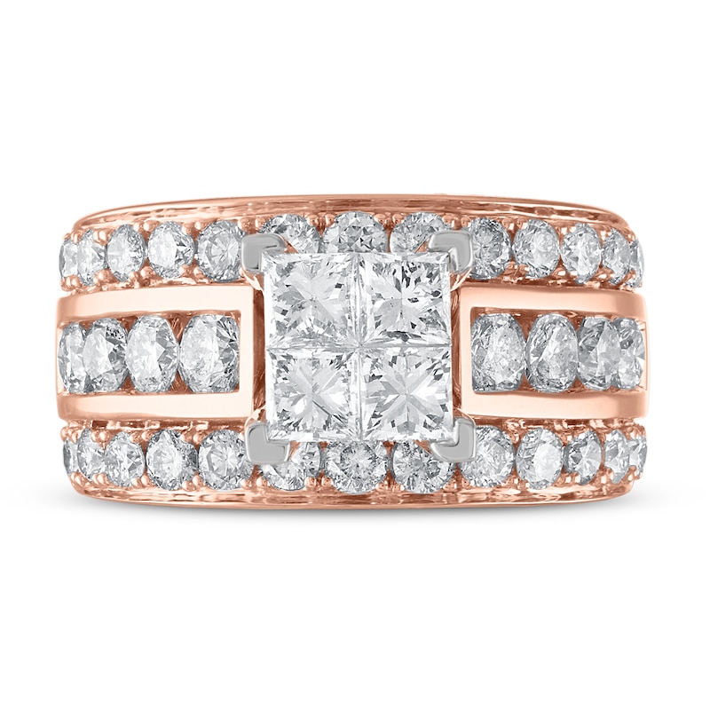 Main Image 3 of Diamond Engagement Ring 3-1/2 ct tw Princess/Round 14K Rose Gold