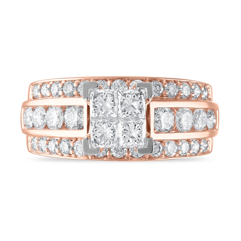 Main Image 3 of Diamond Engagement Ring 2-5/8 ct tw Princess/Round 14K Rose Gold
