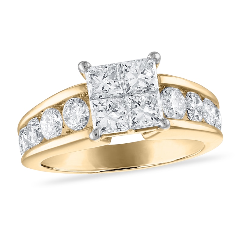 Main Image 1 of Diamond Engagement Ring 2-1/2 ct tw Princess/Round 14K Yellow Gold