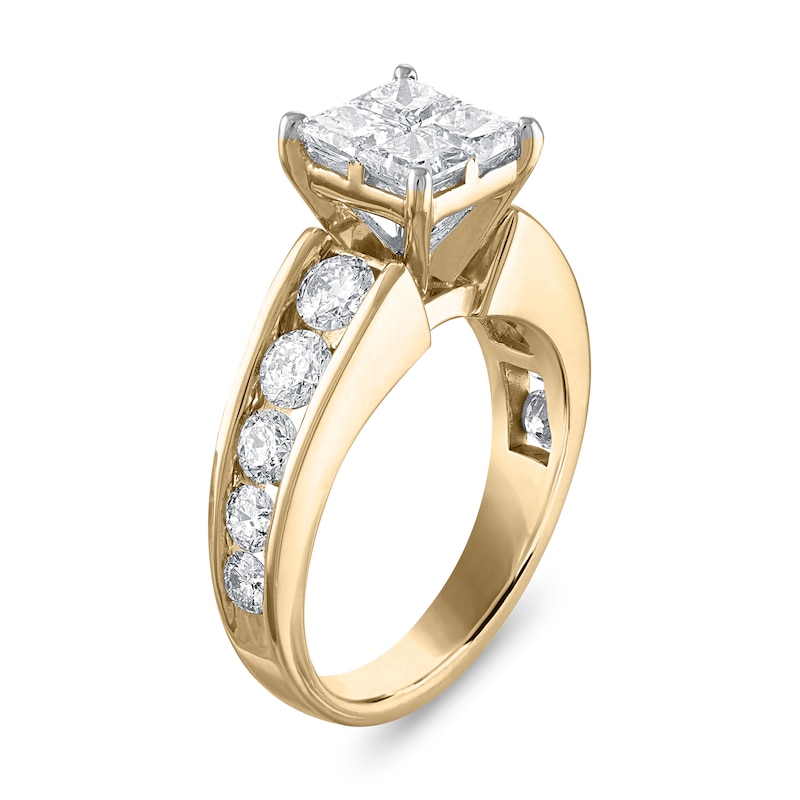 Main Image 3 of Diamond Engagement Ring 2-1/2 ct tw Princess/Round 14K Yellow Gold