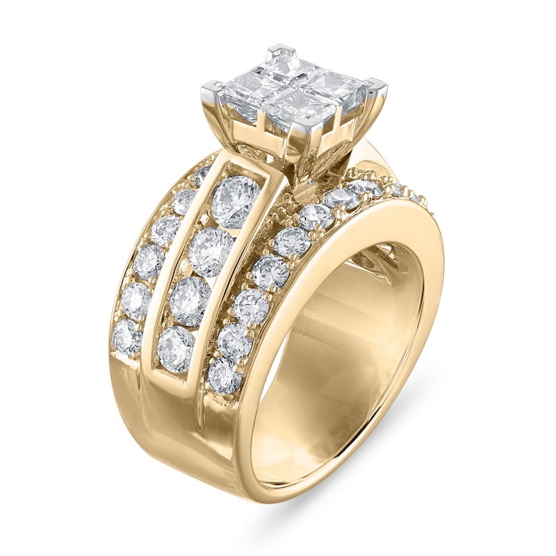 Main Image 2 of Diamond Engagement Ring 3-1/2 ct tw Princess/Round 14K Yellow Gold