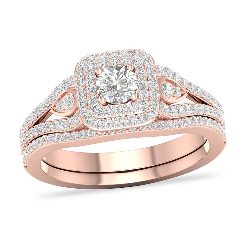 Diamond Bridal Set 5/8 ct tw Round 14K Rose Gold