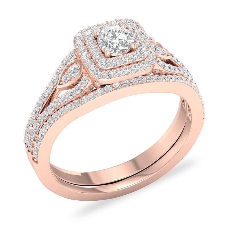 Diamond Bridal Set 5/8 ct tw Round 14K Rose Gold
