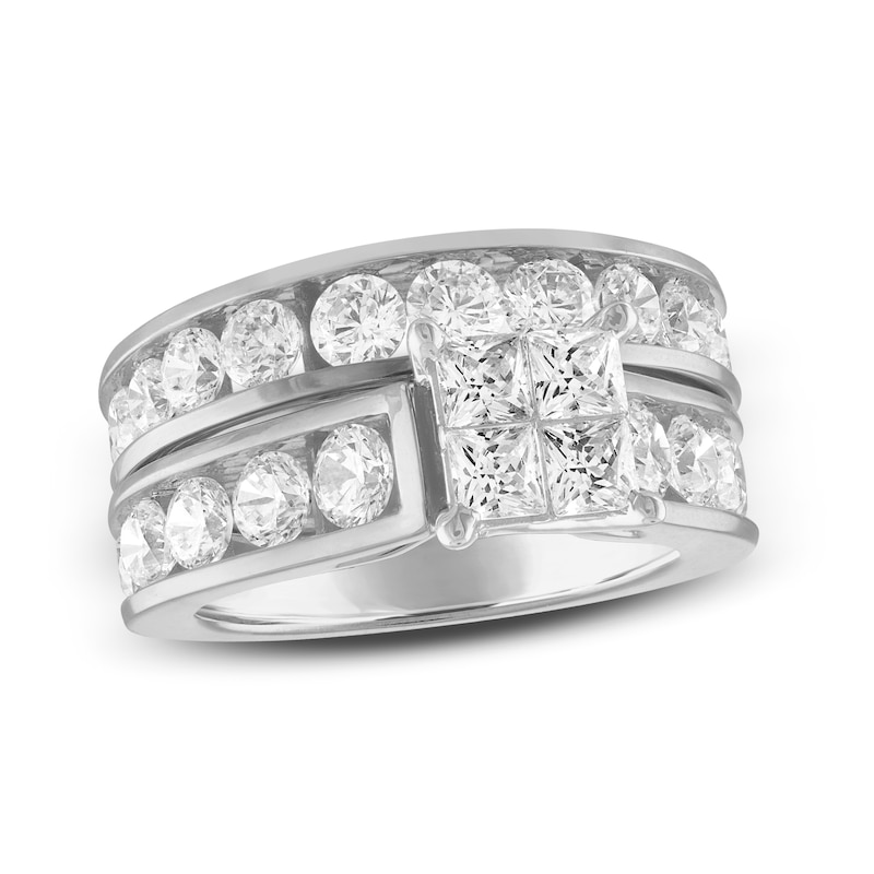 Main Image 1 of Diamond Bridal Set 4 ct tw Round/Princess 14K White Gold