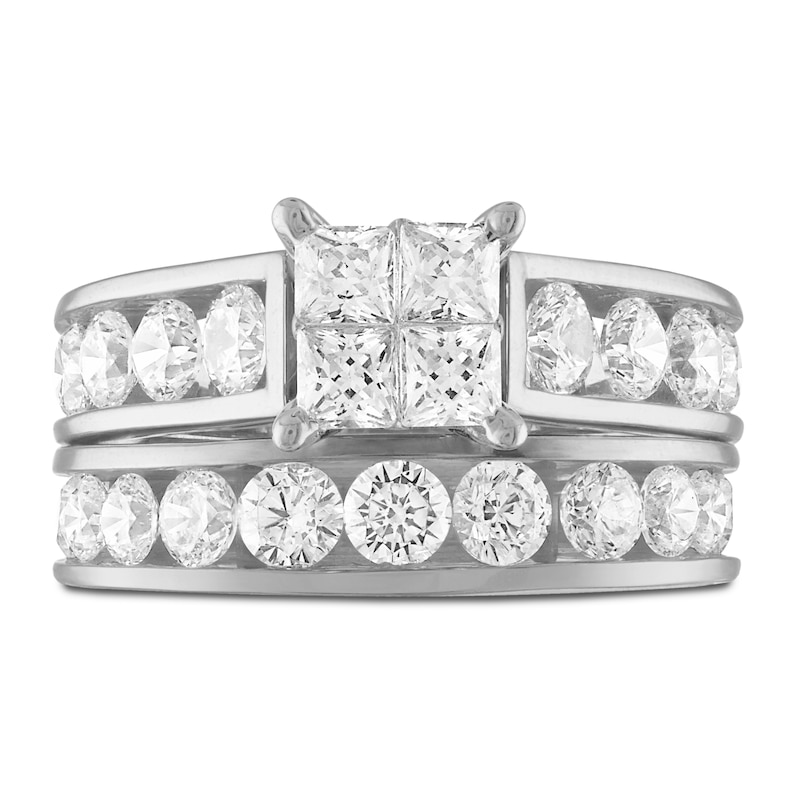 Main Image 3 of Diamond Bridal Set 4 ct tw Round/Princess 14K White Gold