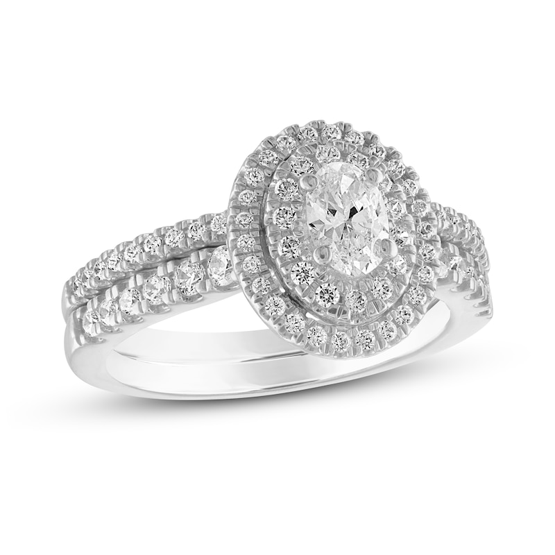 Diamond Bridal Set 1-1/6 ct tw Oval/Round 14K White Gold