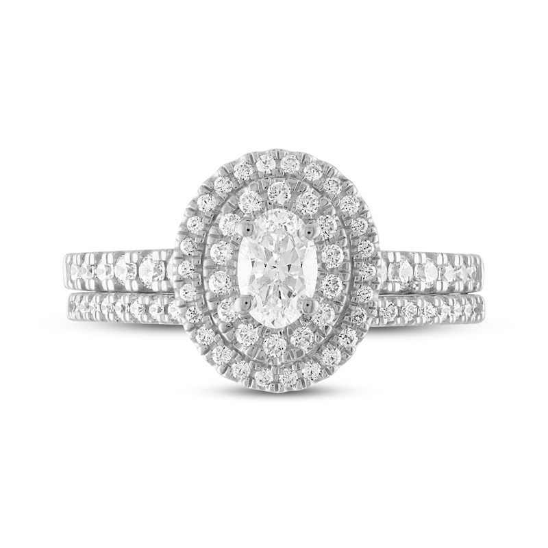 Main Image 3 of Diamond Bridal Set 1-1/6 ct tw Oval/Round 14K White Gold