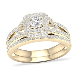 Diamond Bridal Set 5/8 ct tw Round 14K Yellow Gold