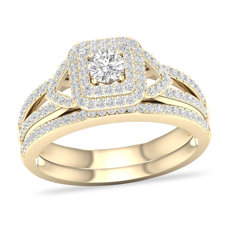 Diamond Bridal Set 5/8 ct tw Round 14K Yellow Gold