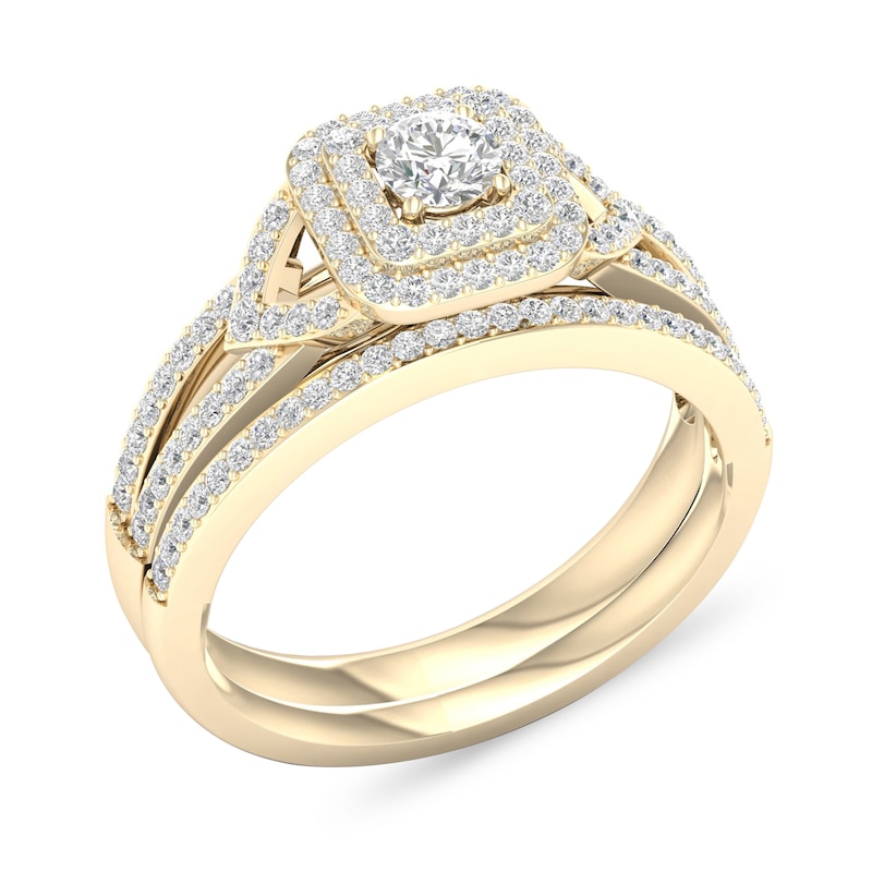 Diamond Bridal Set 5/8 ct tw Round 14K Yellow Gold