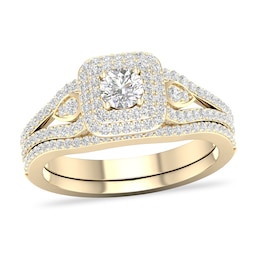 Diamond Bridal Set 5/8 ct tw Round 14K Yellow Gold