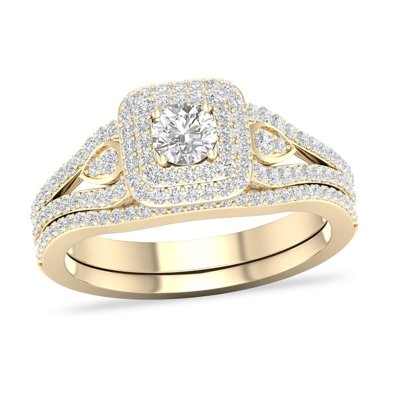 Diamond Bridal Set 5/8 ct tw Round 14K Yellow Gold