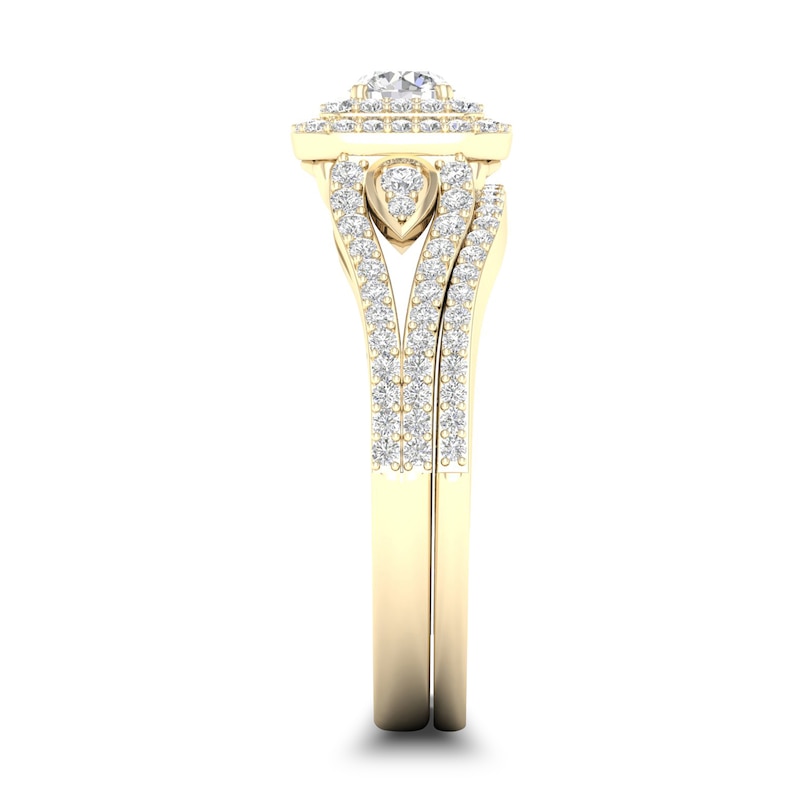 Diamond Bridal Set 5/8 ct tw Round 14K Yellow Gold
