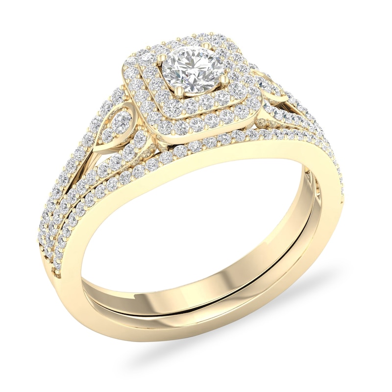 Diamond Bridal Set 5/8 ct tw Round 14K Yellow Gold