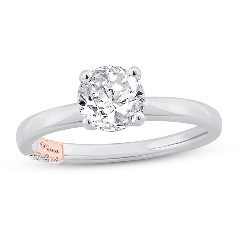 Pnina Tornai Never Alone Diamond Engagement Ring 1 ct tw Round 14K White Gold (I1/I)