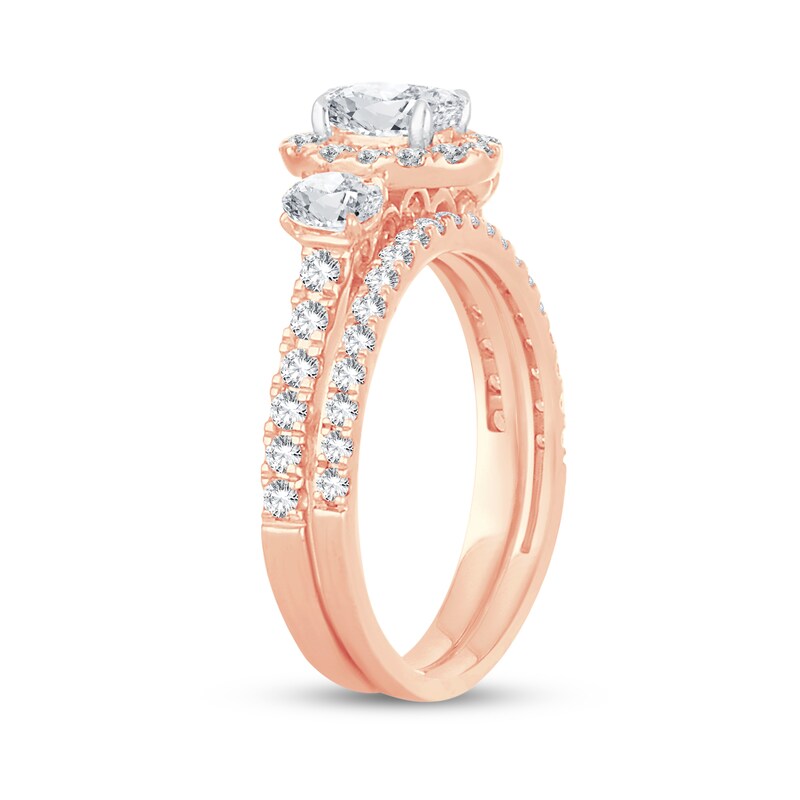 Diamond Bridal Set 1-1/2 ct tw Oval/Round-cut 14K Rose Gold