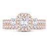 Thumbnail Image 3 of Diamond Bridal Set 1-1/2 ct tw Emerald/Round-cut 14K Rose Gold