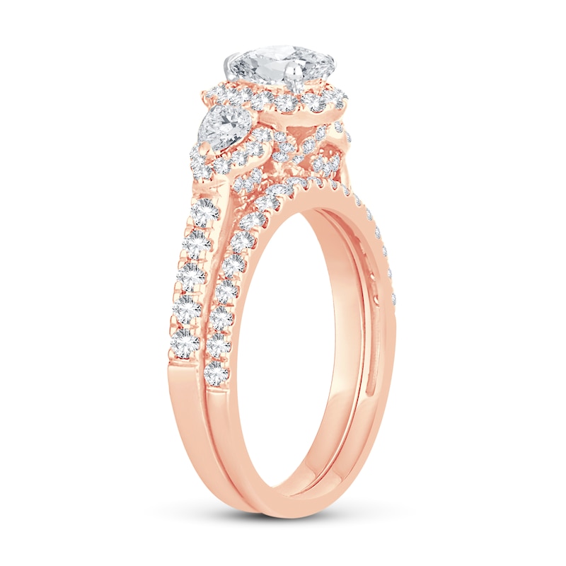 Main Image 2 of Diamond Bridal Set 2 ct tw Pear-shaped/Round-cut 14K Rose Gold
