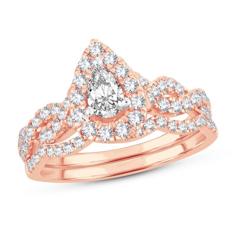 Diamond Bridal Set 1 ct tw Pear-shaped/Round-cut 14K Rose Gold