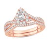 Diamond Bridal Set 3/4 ct tw Pear-shaped/Round-cut 14K Rose Gold