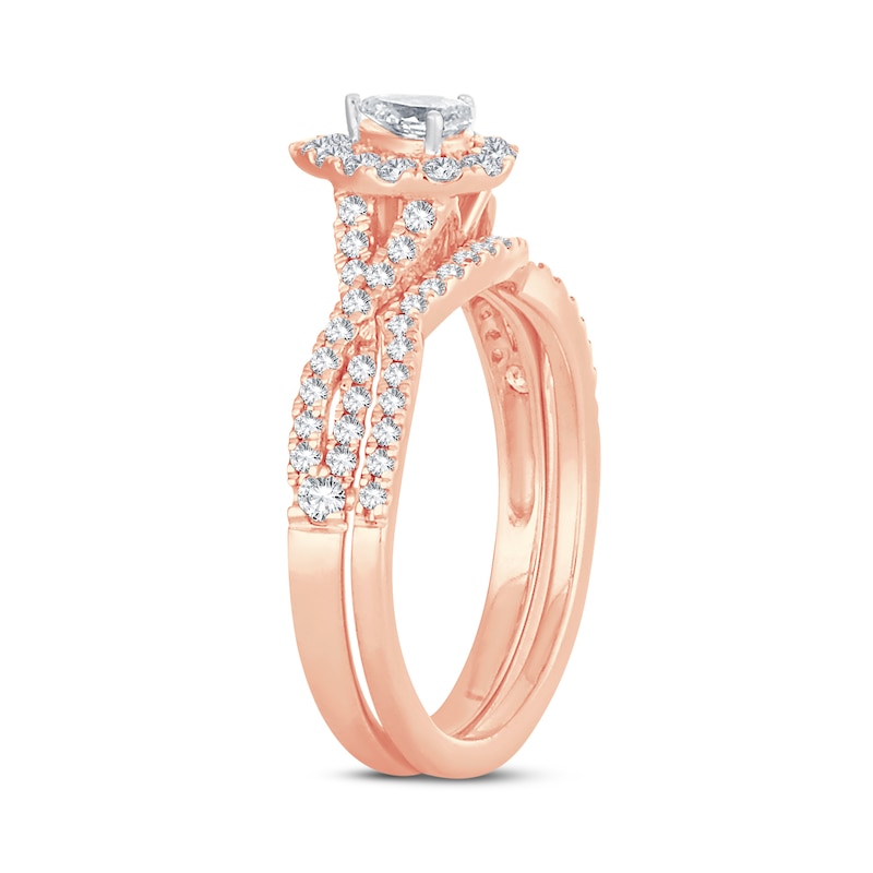 Diamond Bridal Set 3/4 ct tw Pear-shaped/Round-cut 14K Rose Gold
