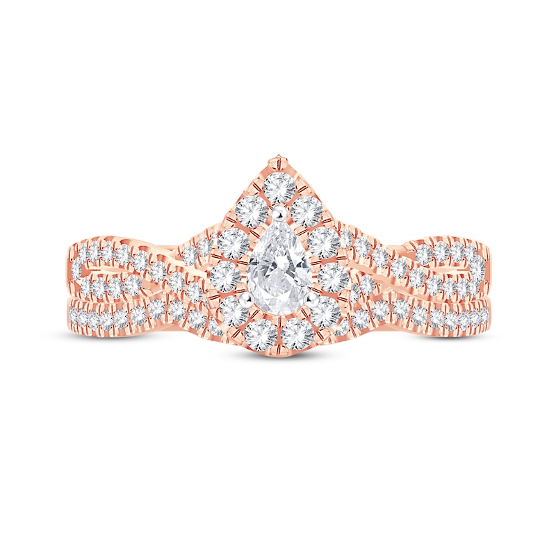 Diamond Bridal Set 3/4 ct tw Pear-shaped/Round-cut 14K Rose Gold
