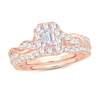 Thumbnail Image 0 of Diamond Bridal Set 1 ct tw Emerald/Round-cut 14K Rose Gold