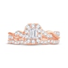 Thumbnail Image 2 of Diamond Bridal Set 1 ct tw Emerald/Round-cut 14K Rose Gold