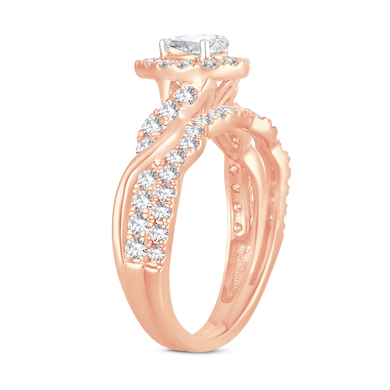 Main Image 2 of Diamond Bridal Set 1 ct tw Pear-shaped/Round-cut 14K Rose Gold