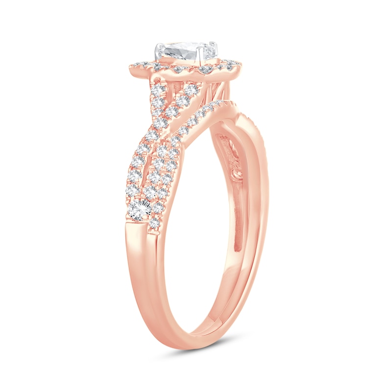 Main Image 2 of Diamond Bridal Set 1/2 ct tw Pear-shaped/Round-cut 14K Rose Gold