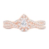 Thumbnail Image 3 of Diamond Bridal Set 1/2 ct tw Pear-shaped/Round-cut 14K Rose Gold