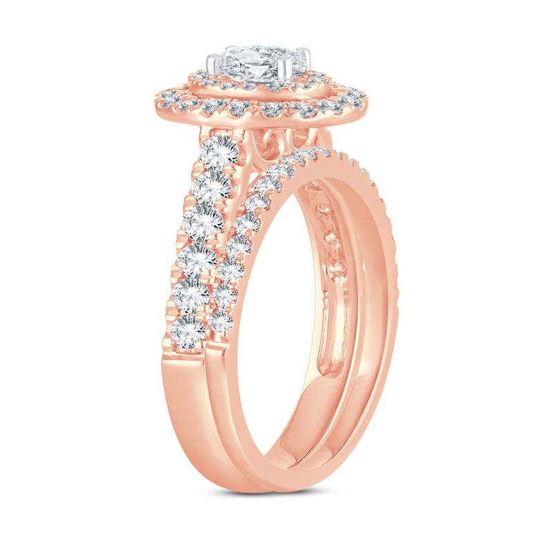 Main Image 2 of Diamond Bridal Set 1-1/5 ct tw Oval/Round-cut 14K Rose Gold