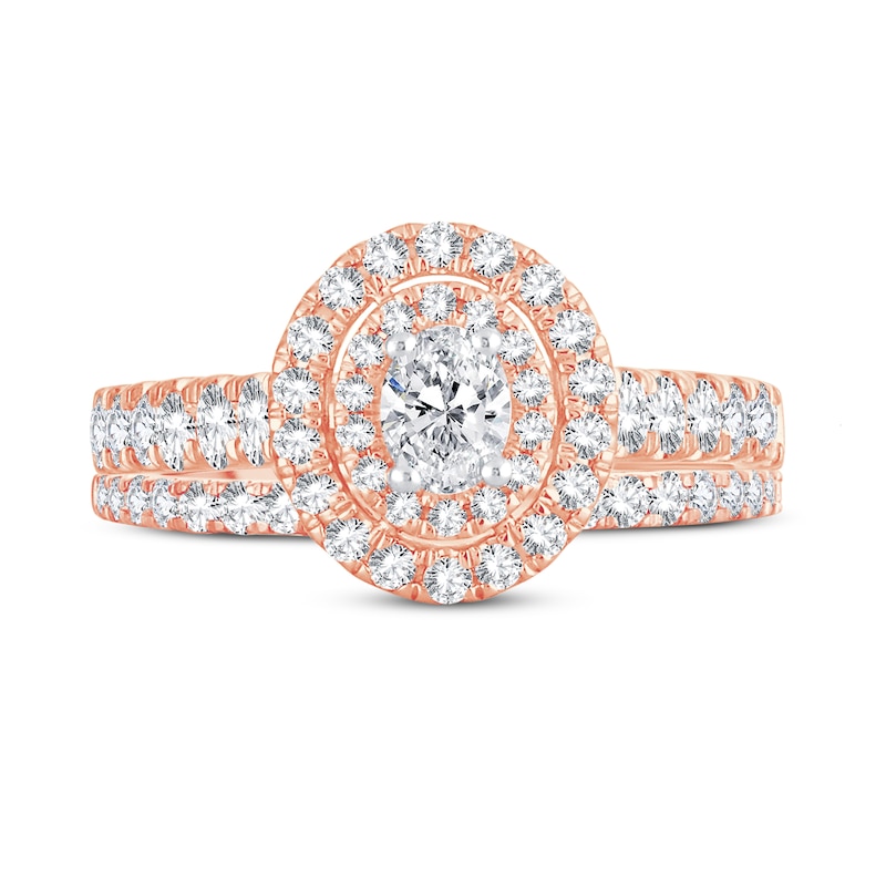 Main Image 3 of Diamond Bridal Set 1-1/5 ct tw Oval/Round-cut 14K Rose Gold