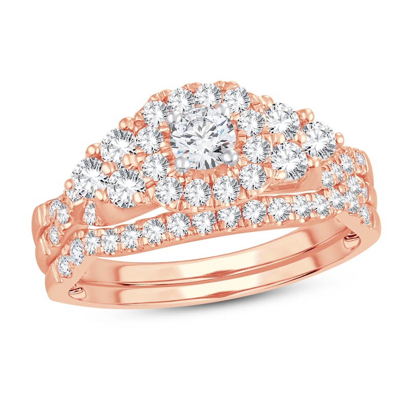 Diamond Bridal Set 1 ct tw Round-cut 14K Rose Gold