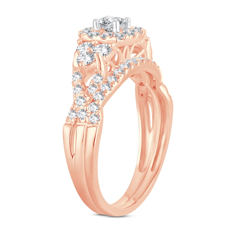 Diamond Bridal Set 1 ct tw Round-cut 14K Rose Gold