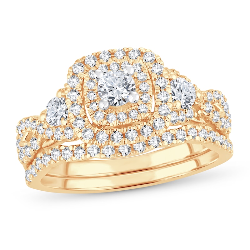 Main Image 1 of Diamond Bridal Set 1 ct tw Round-cut 14K Yellow Gold