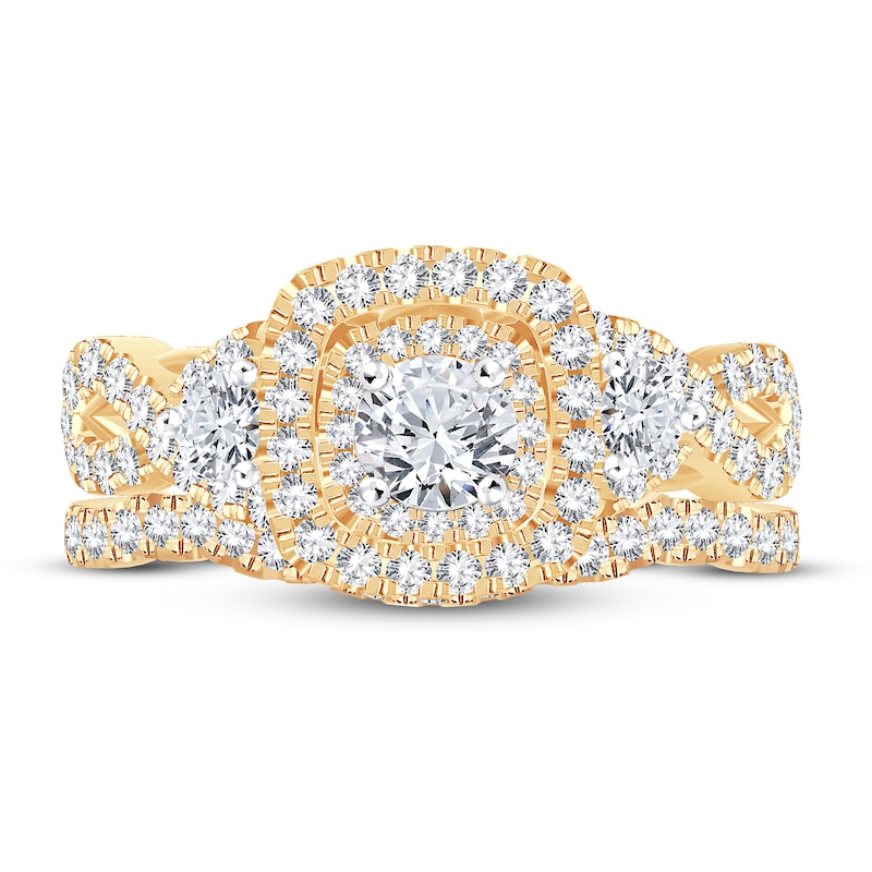 Main Image 3 of Diamond Bridal Set 1 ct tw Round-cut 14K Yellow Gold