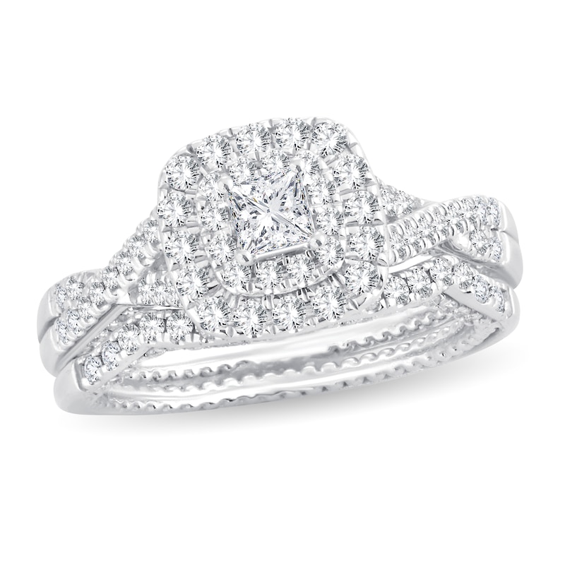 Diamond Bridal Set 1 ct tw Princess/Round-cut 14K Gold