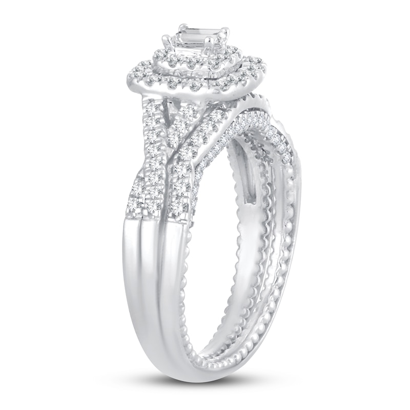 Main Image 2 of Diamond Bridal Set 1 ct tw Princess/Round-cut 14K White Gold