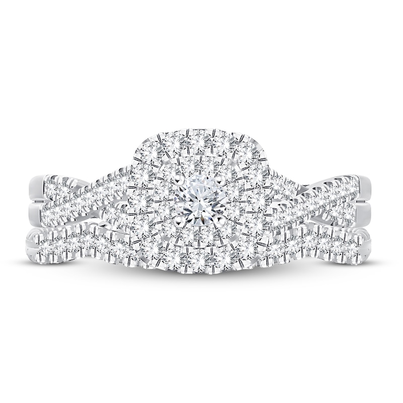 Main Image 3 of Diamond Bridal Set 1 ct tw Princess/Round-cut 14K White Gold