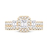 Thumbnail Image 3 of Diamond Bridal Set 1-1/2 ct tw Emerald/Round-cut 14K Yellow Gold