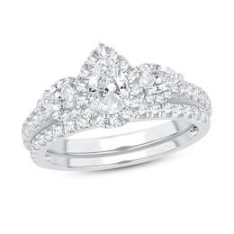 Diamond Bridal Set 2 ct tw Pear-shaped/Round-cut 14K White Gold