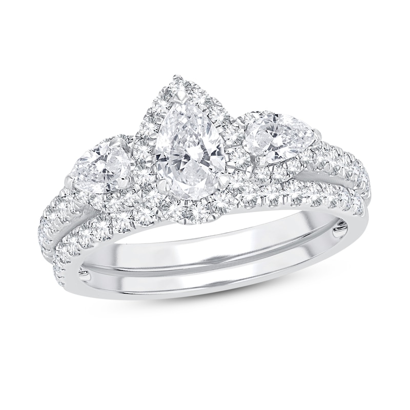 Main Image 1 of Diamond Bridal Set 2 ct tw Pear-shaped/Round-cut 14K White Gold